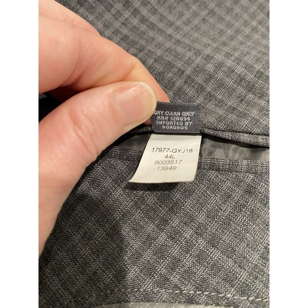 Bonobos Blazer Mens 44L Slim Fit Gray Check 100% Wool Lightweight Sport Coat